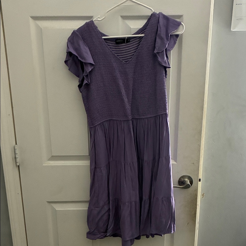 Elegant Purple Ruffle Mini Dress